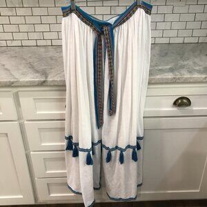 Pitusa Coverup Skirt Womens Large White Tassel Boho Festival Peruvian Cotton